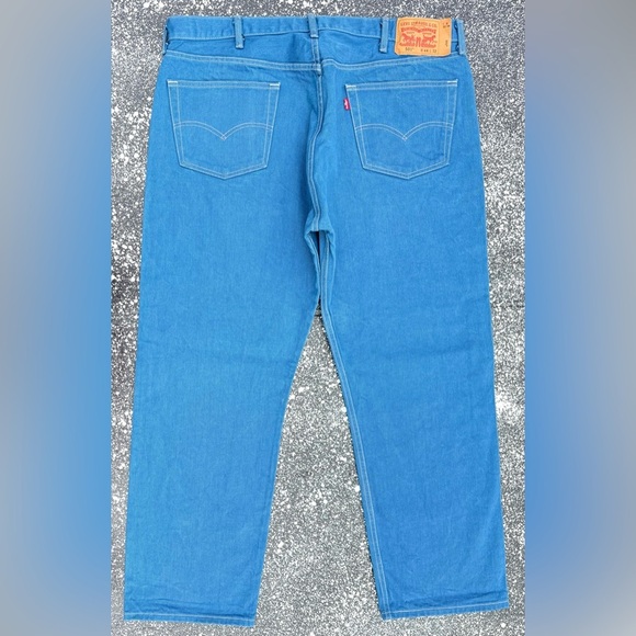 BLUE Levis Jeans Mens 44x32 Denim 501 Original Fit Button Fly Pants EUC - Picture 1 of 6
